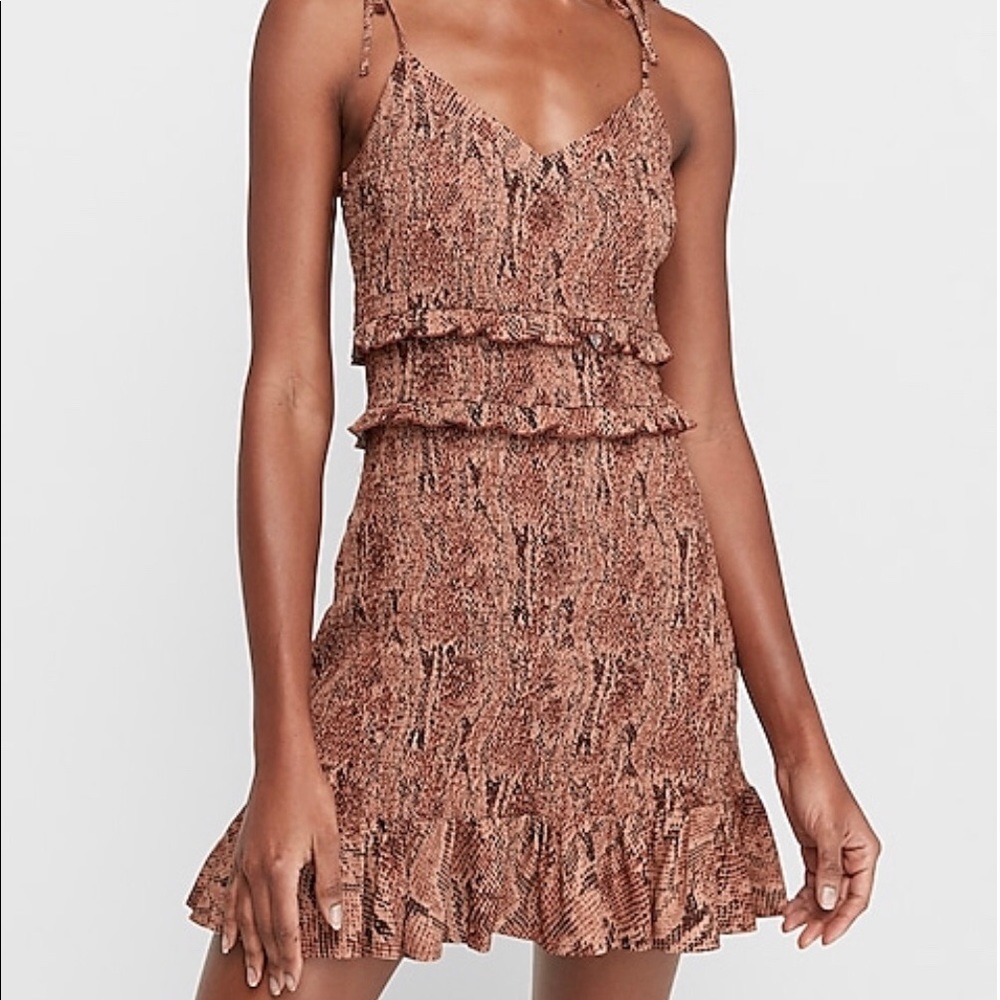 Express Leopard ruffle mini dress